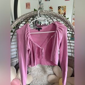 bright pink tie front top